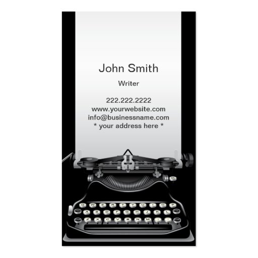 Old Black Typewriter Writer Business Card (front side)