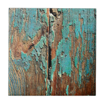 Old blue paint on wood tiles