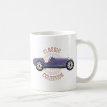 Old blue vintage racing car used on the track coffee mugs