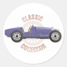 Old blue vintage racing car used on the track sticker