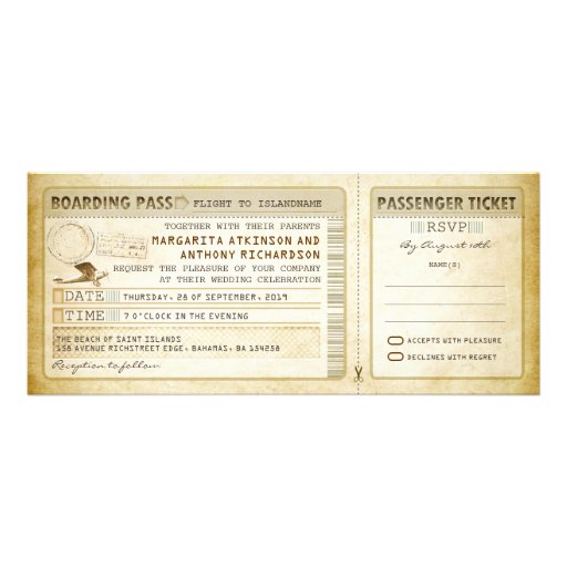 old boarding pass wedding tickets-invites & rsvp