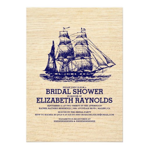 Old Boat Bridal Shower Invitations