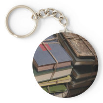 Old book stack key chains