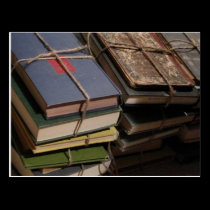 Old book stack postcards