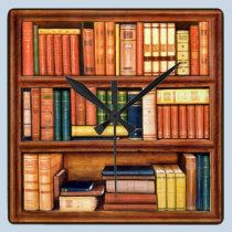 Old Books Library Bookshelf Wall Clock wall clocks