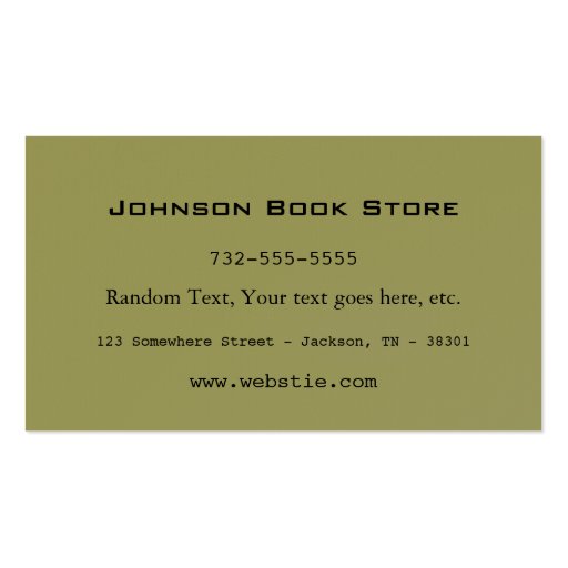 Old Books Photograph Business Cards (back side)