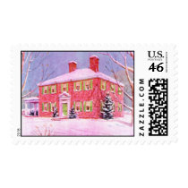 Old brick farm house postage stamps