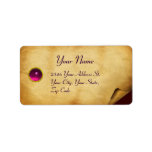 OLD BROWN PARCHMENT,GEM STONE CUSTOM ADDRESS LABELS