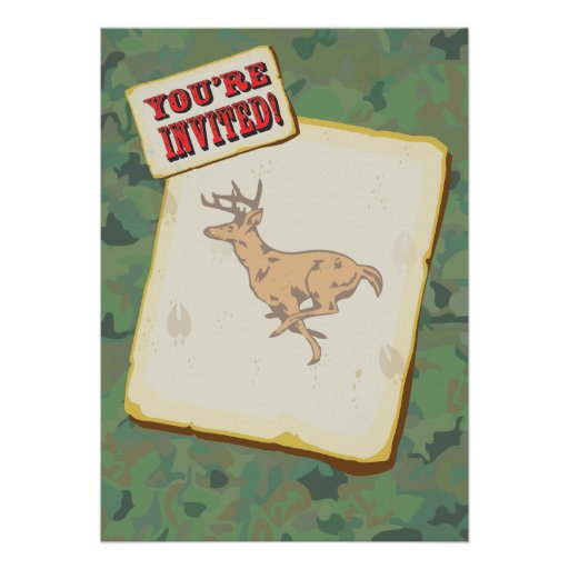 Old Buck Deer Hunting Birthday Party Invitations