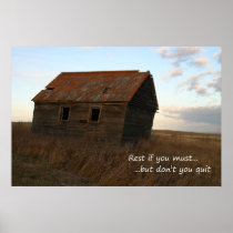 Old building inspirational quote praire poster