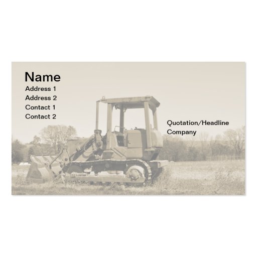 old bulldozer business card template