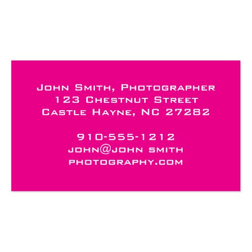 Old Camera Photography Business Card (back side)