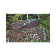 Old Car Wreck in the Forest Photo Canvas Prints