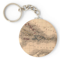 Old Caribbean Map Dive Shirt Keychains