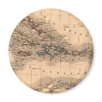 Old Caribbean Map Dive Shirt Refrigerator Magnets