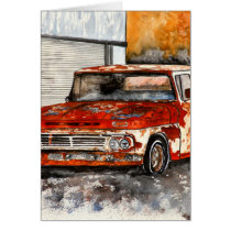 old chevy chrevrolet truck antique art painting greeting cards