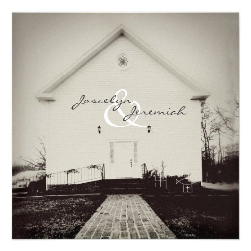 Old Church Vintage Wedding Invitation