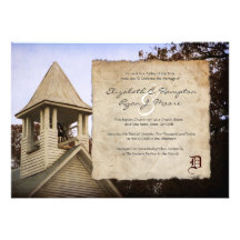 Old Church Vintage Wedding Invitation