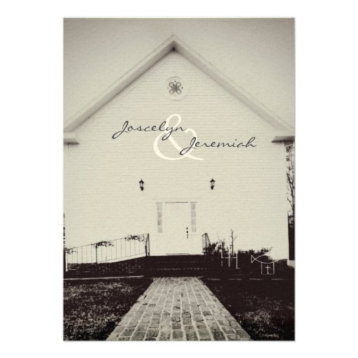 Old Church Vintage Wedding Invitation 5x7
