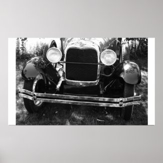Old Classic Car Front End Grille print