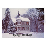 Old Colonial House at Christmas Greeting Cards