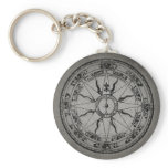 Old Compass Rose (B&amp;W) Keychains