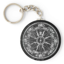 Old Compass Rose (B&W) Keychains
