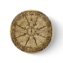 Old Compass Rose Button