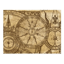 Old Compass Rose Postcard