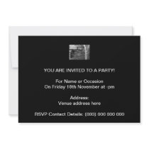 Old cottage and Tree. Black and white. Custom Invitations