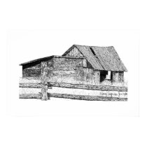 Old Country Barnboard Woodshed Pen and Ink Drawing posters