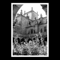 Old Courtyard Black & White Print