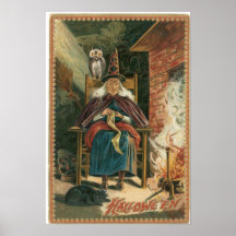 Old Crone Witch Vintage Poster