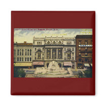 Old Detroit Opera House and Fountain, Detroit, MI Fridge Magnet