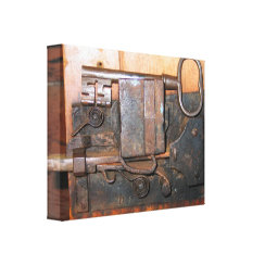 Old  Door Lock and Key  Wrapped Canvas wrappedcanvas