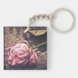 Old dryed vintage pink rose macro shot photo acrylic keychains