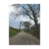 Old Dutch Dyke and Bridge Silhouette Postcard by hollandshop Old Dutch Dyke and Bridge Silhouette Postcard