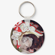 OLD ENGLISH BULLDOG CHRISTMAS REFLECTION keychains by LindaLetellier OLD ENGLISH BULLDOG CHRISTMAS REFLECTION keychains