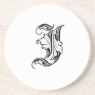 Old English Initial I or J Coaster coaster