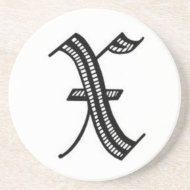 Old English Initial X Coaster coaster
