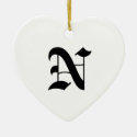 Old English Letter N on White Background