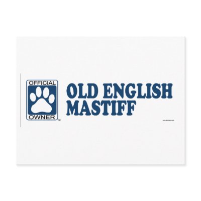 Old English Mastiff Blue Postcards by GenuineDogOwner