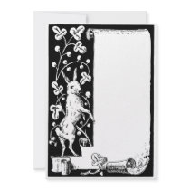 Old English rabbit and scroll invitations by Annaart Old English rabbit and scroll invitations
