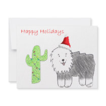 Old English Sheepdog Cactus Christmas invitations by giftsjustforuholiday Old English Sheepdog Cactus Christmas invitations