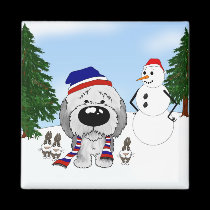 Old English Sheepdog Christmas magnets