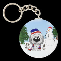 Old English Sheepdog Christmas keychains