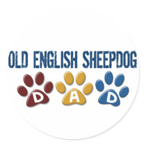 OLD ENGLISH SHEEPDOG Dad Paw Print 1 stickers by poochloverstuff OLD ENGLISH SHEEPDOG Dad Paw Print 1 stickers