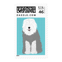 Old English Sheepdog (eyes covered) Postage Stamps