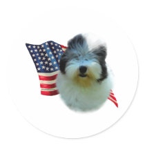 Old English Sheepdog Flag stickers by GreyWolfCreation Old English Sheepdog Flag stickers