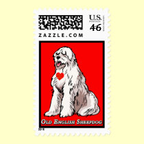 Old English Sheepdog Heart of Gold  - Dog Stamp